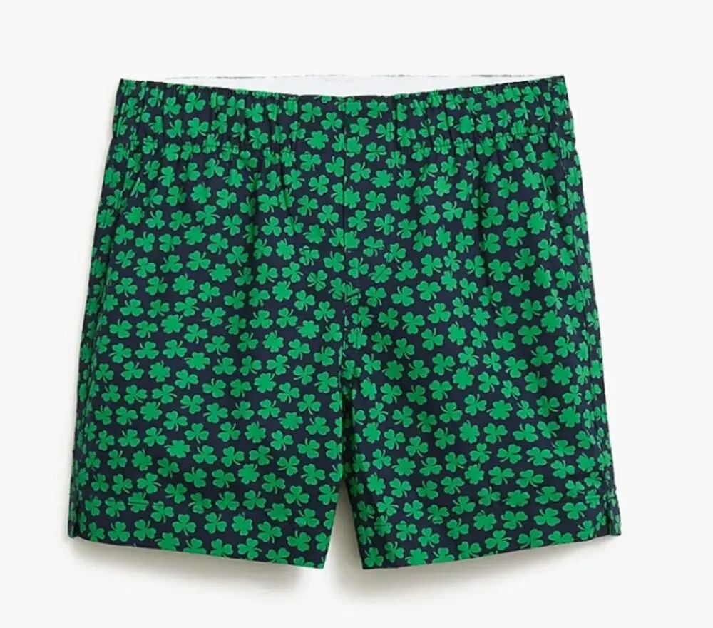 Crewcuts by J.Crew Clover Boxer Shorts Boys M Green Blue Printed Cotton Stretch
